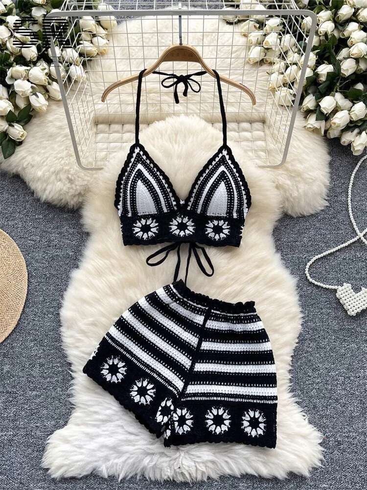Beach Vacation Knit 2pcs Suits - огляд і ціна Cami Top Lace