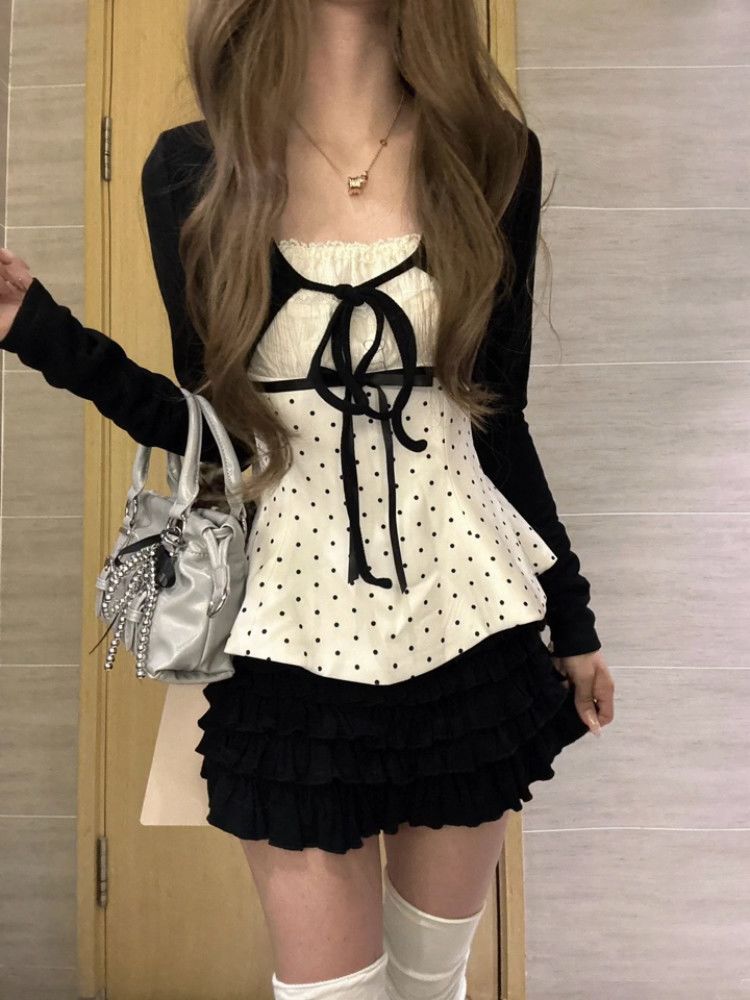Korean Fashion Polka Dots Lace - огляд і ціна Cami Top Lace